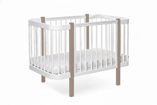 ELIN baby crib with mattress, cappuccino and white – photo 2