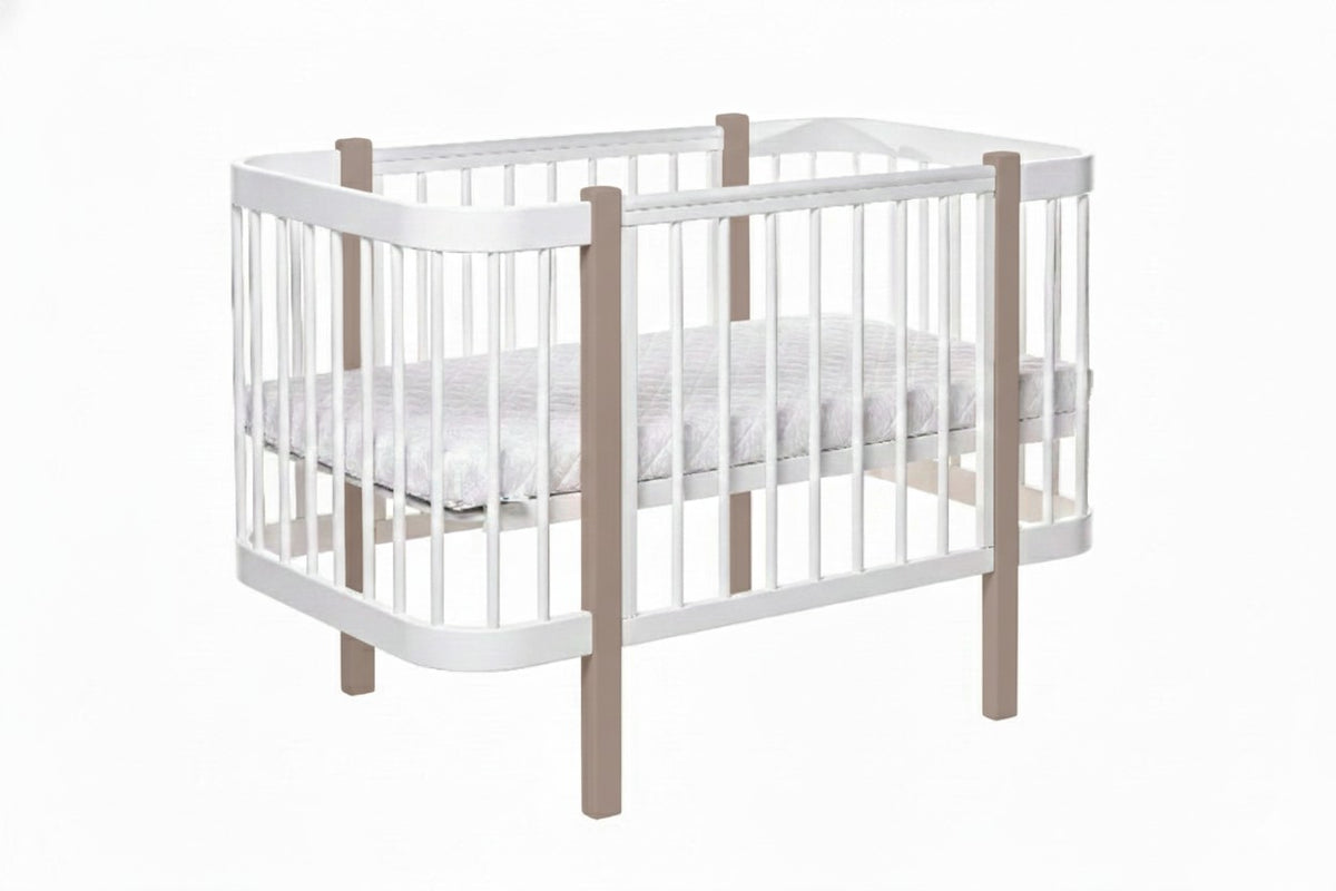 Baby Crib ELIN with Mattress - Cappuccino/White