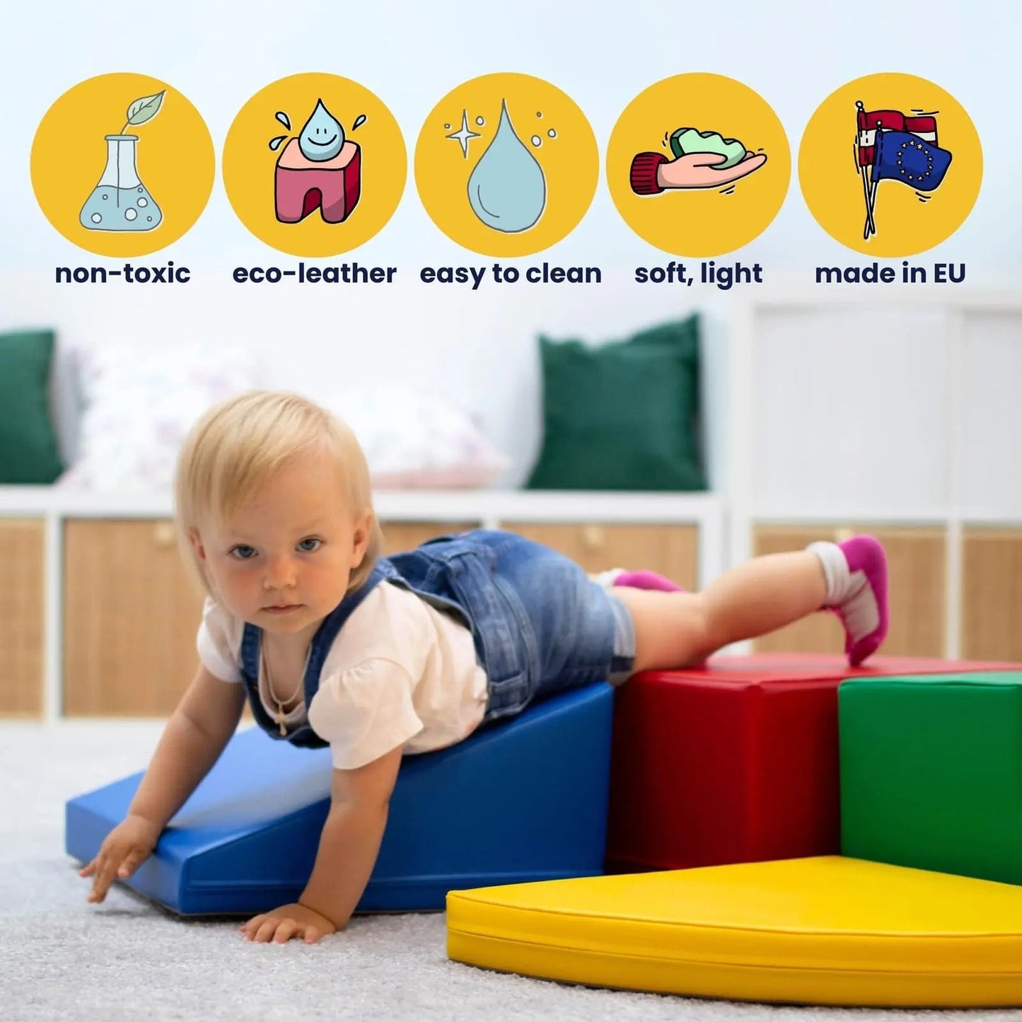 Soft Play 5 Foam Block Set - Pastel Turquoise Corner Climber