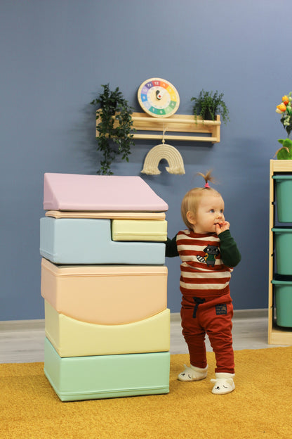 Soft Play 7 Foam Block Set - Light Pastel Little Crawler
